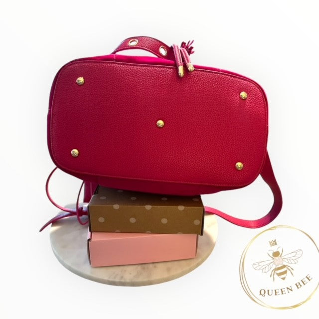 Queen Bee | Bags | Queen Bee Creations Edith Handbag Grey W Pink | Poshmark