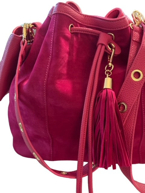 Burgundy suede deals bucket bag